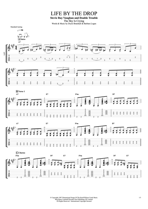 Life by the Drop - Stevie Ray Vaughan tablature