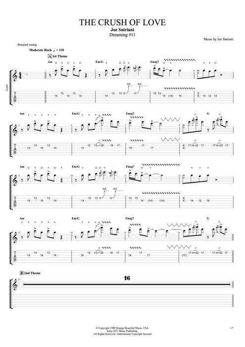 The Crush of Love - Joe Satriani tablature