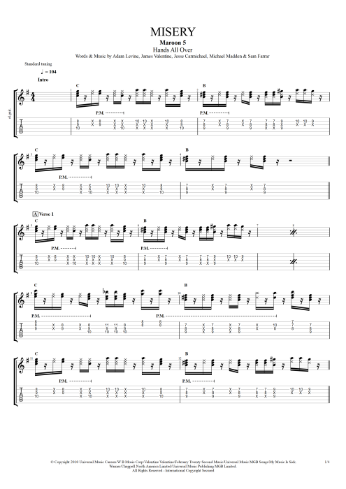 Misery - Maroon 5 tablature