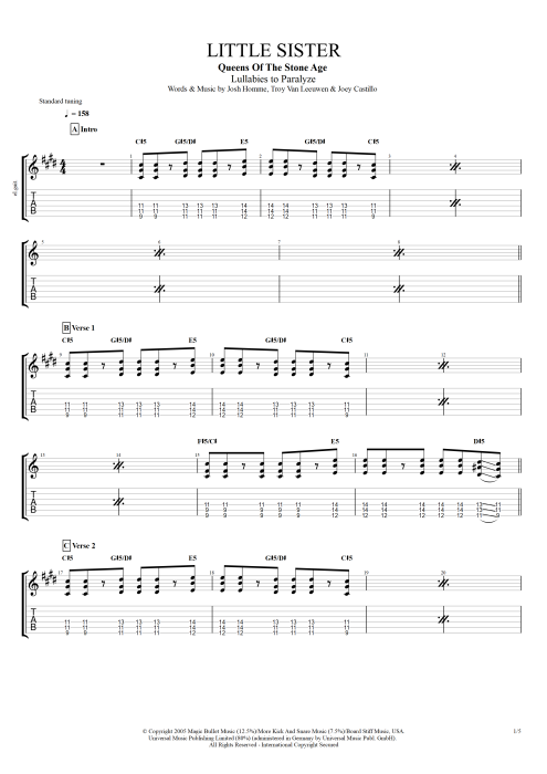 Little Sister - Queens of the Stone Age tablature