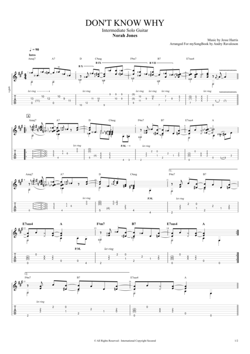 Don't Know Why - Norah Jones tablature