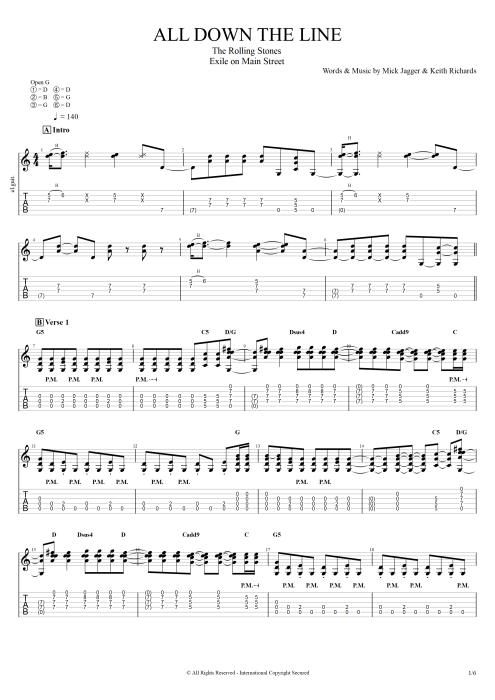 All Down the Line - The Rolling Stones tablature
