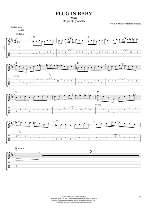 Plug In Baby - Muse tablature