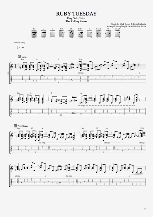 Ruby Tuesday - The Rolling Stones tablature