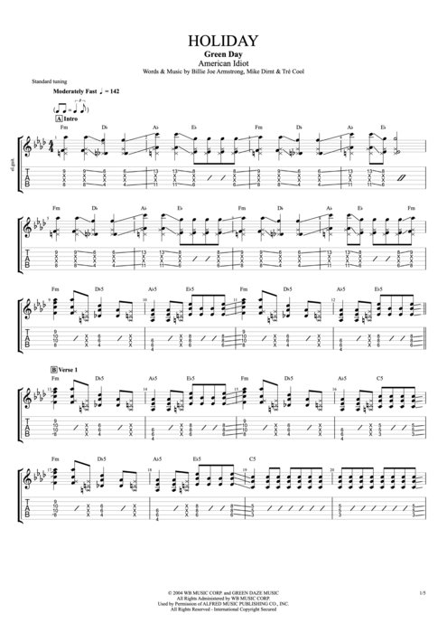 Holiday - Green Day tablature