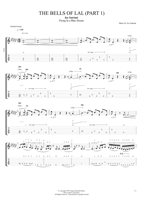 The Bells of Lal (Part One) - Joe Satriani tablature