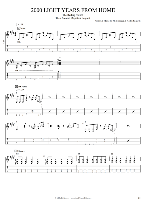 2000 Lightyears from Home - The Rolling Stones tablature