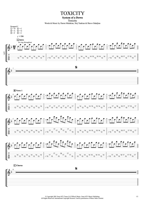 Toxicity - System of a Down tablature