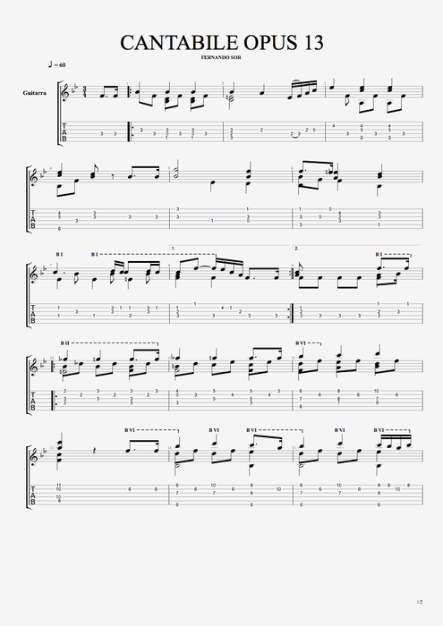 Cantabile Op13 - Fernando Sor tablature