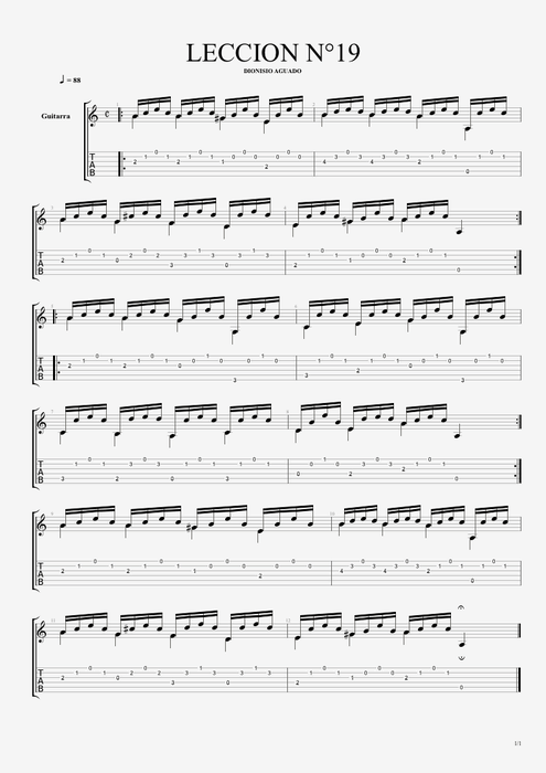 Leccion n°19 - Dionisio Aguado tablature