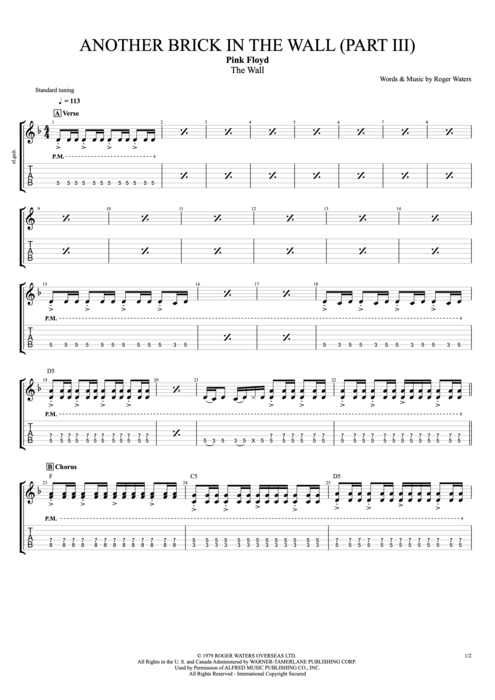 Another Brick in the Wall (Part 3) - Pink Floyd tablature