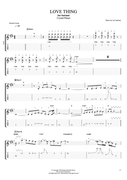 Love Thing - Joe Satriani tablature
