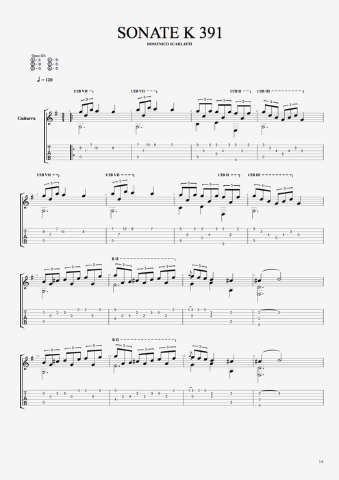 Sonata K391 - Domenico Scarlatti tablature