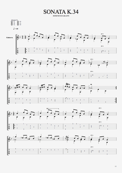 Sonata K34 - Domenico Scarlatti tablature