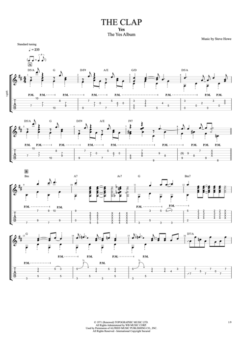 The Clap - Yes tablature