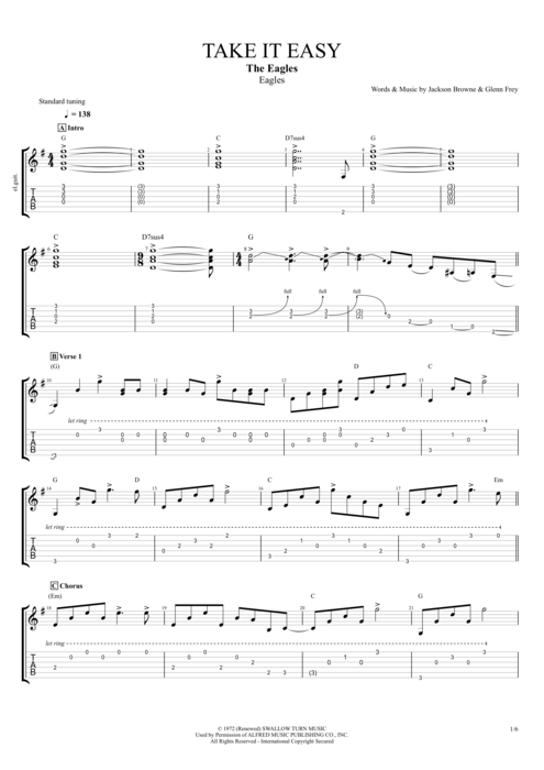 Take It Easy - The Eagles tablature