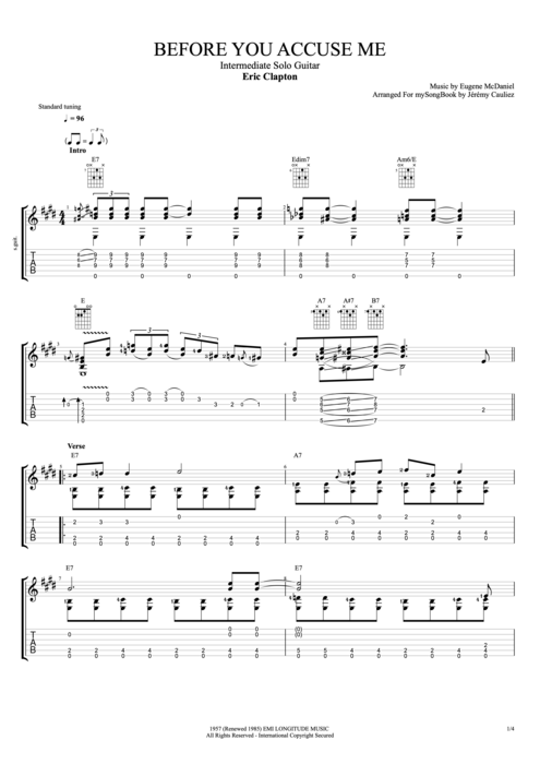 Before You Accuse Me - Eric Clapton tablature