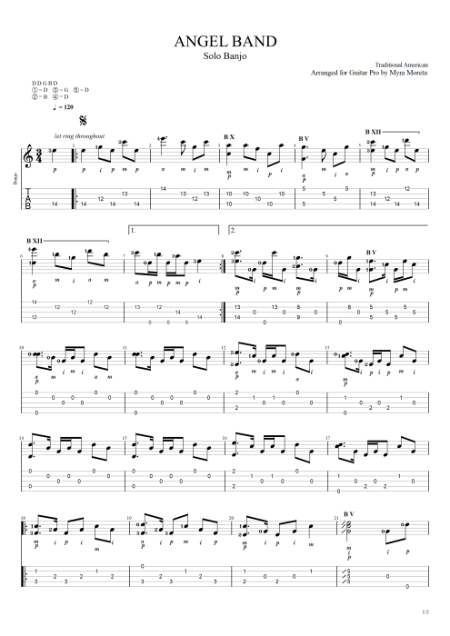 Angel Band - Traditional tablature