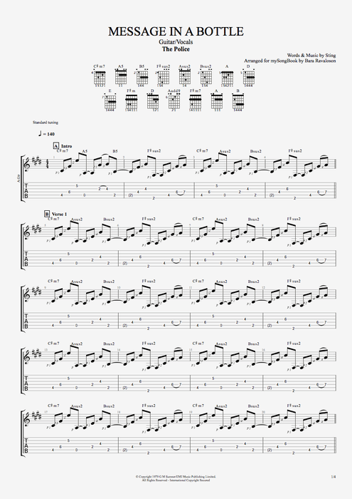 Message in a Bottle - The Police tablature