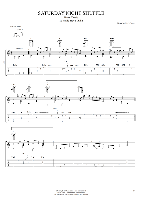 Saturday Night Shuffle - Merle Travis tablature
