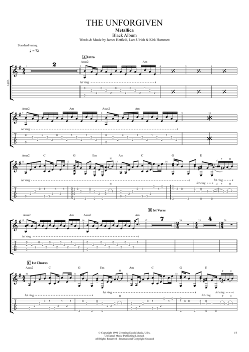 The Unforgiven - Metallica tablature