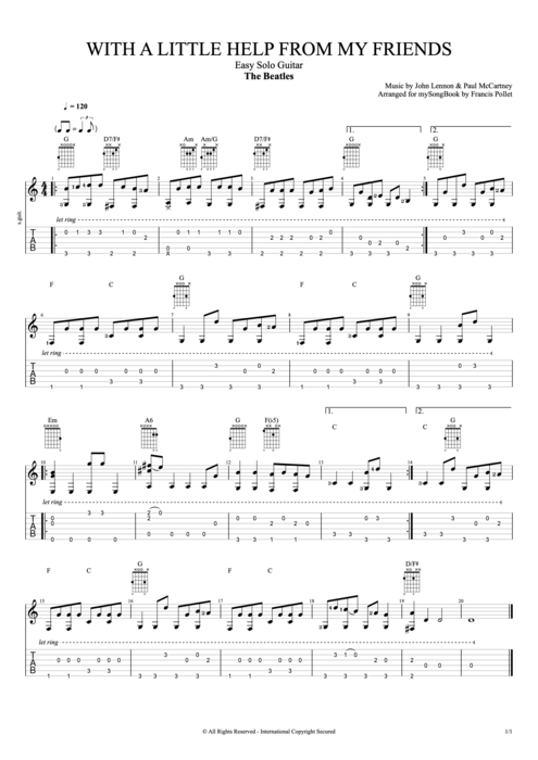With a Little Help from My Friends - The Beatles tablature