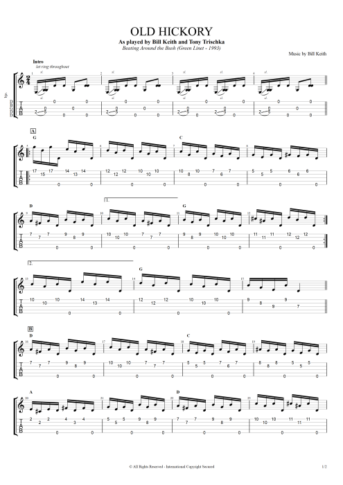 Old Hickory - Bill Keith tablature