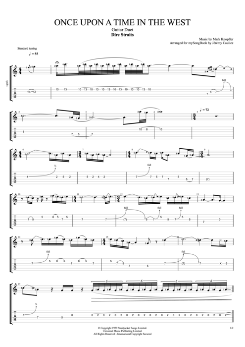 Once Upon a Time in the West - Dire Straits tablature