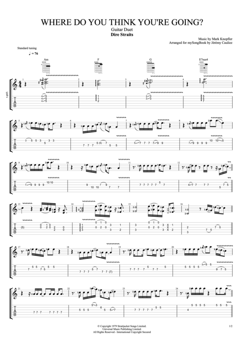 Where Do You Think You're Going? - Dire Straits tablature
