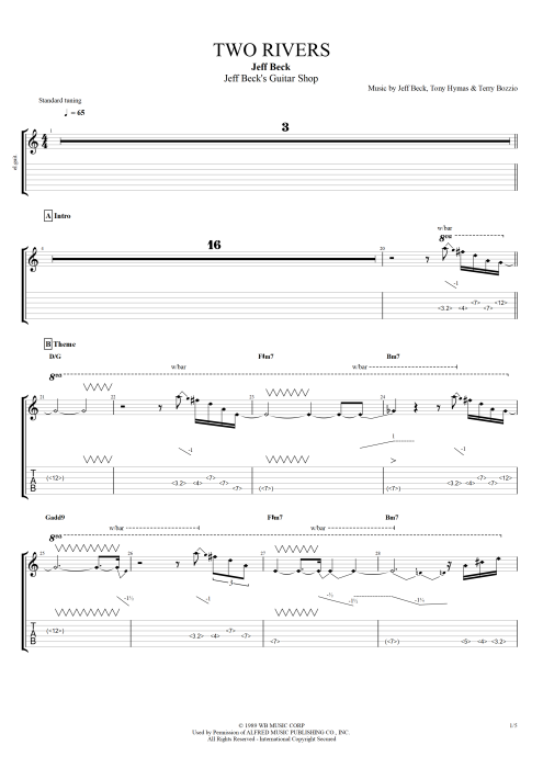 Two Rivers - Jeff Beck tablature