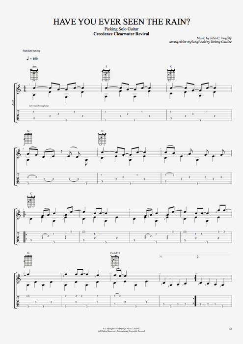 Have You Ever Seen the Rain? - Creedence Clearwater Revival tablature