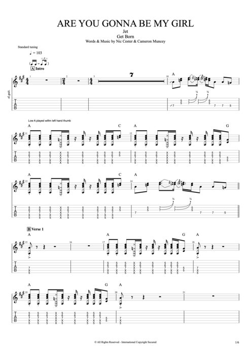 Are You Gonna Be My Girl - Jet tablature