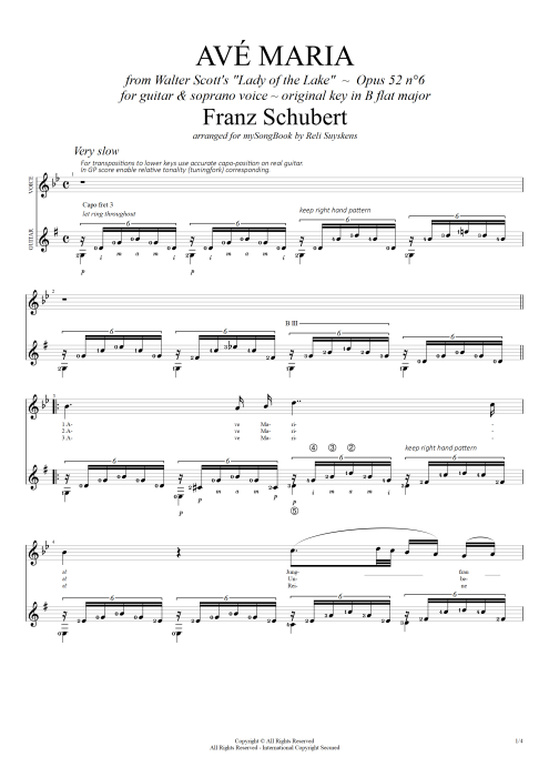Ave Maria - Franz Schubert tablature