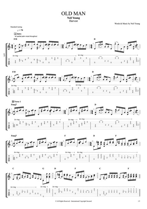 Old Man - Neil Young tablature