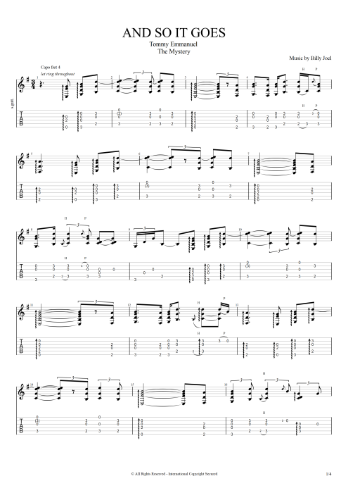 And So It Goes - Tommy Emmanuel tablature
