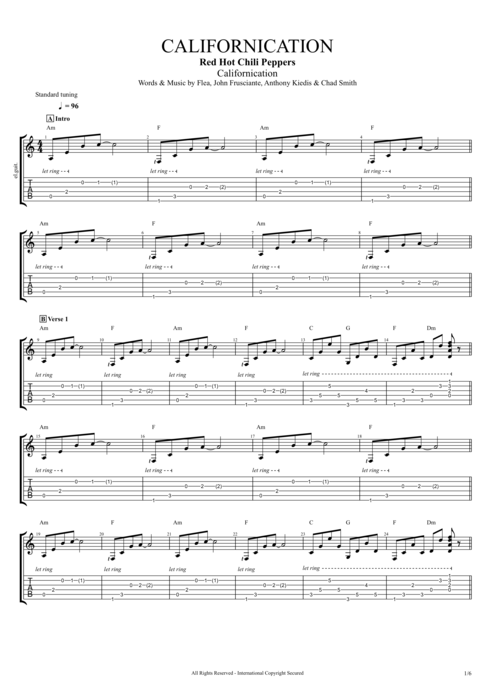 Californication - Red Hot Chili Peppers tablature