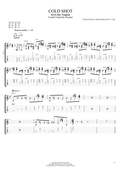 Cold Shot - Stevie Ray Vaughan tablature