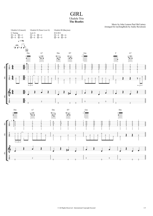 Girl - The Beatles tablature