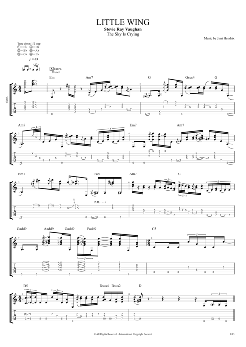 Little Wing - Stevie Ray Vaughan tablature
