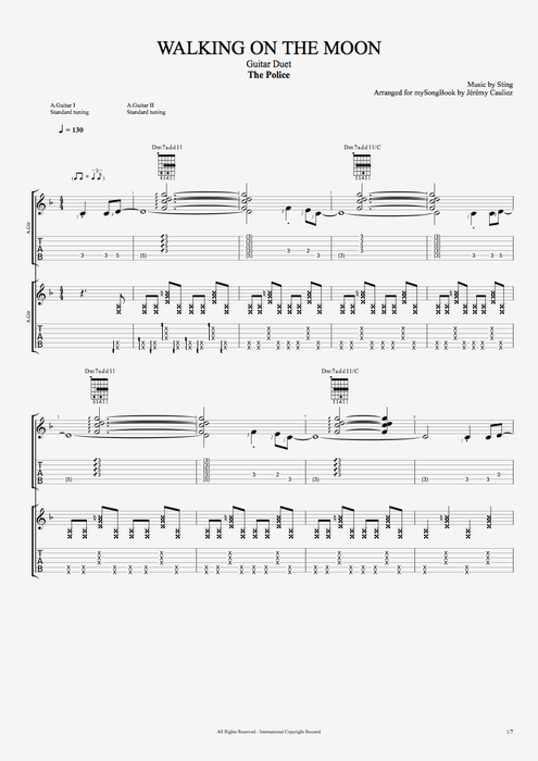 Walking on the Moon - The Police tablature