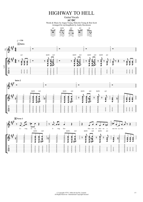 Highway to Hell - AC/DC tablature