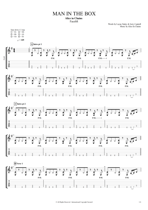 Man in the Box - Alice in Chains tablature