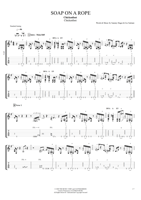 Soap on a Rope - Chickenfoot tablature