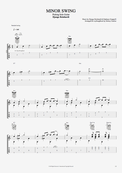 Minor Swing - Django Reinhardt tablature
