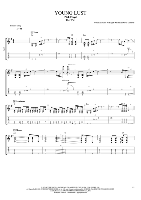 Young Lust - Pink Floyd tablature