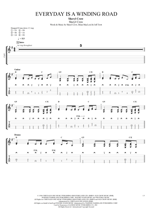 Everyday Is a Winding Road - Sheryl Crow tablature