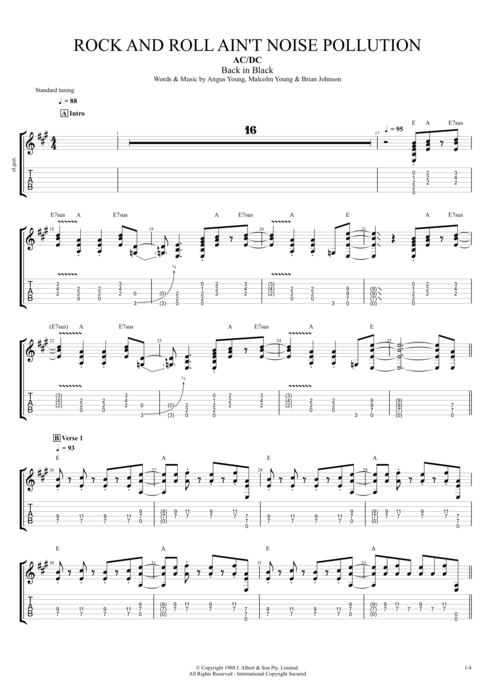 Rock and Roll Ain't Noise Pollution - AC/DC tablature