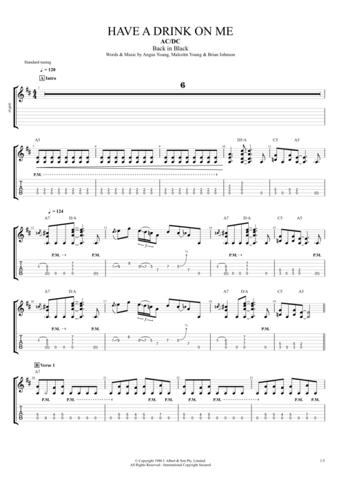 Have a Drink on Me - AC/DC tablature
