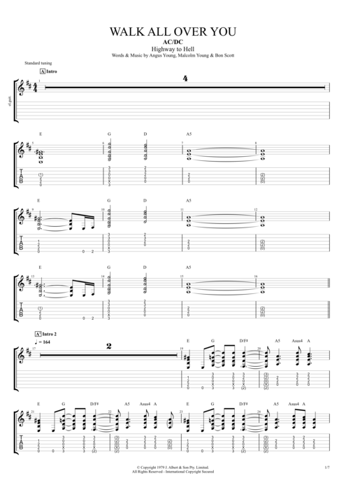 Walk All Over You - AC/DC tablature