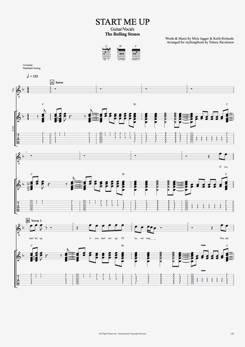 Start Me Up - The Rolling Stones tablature